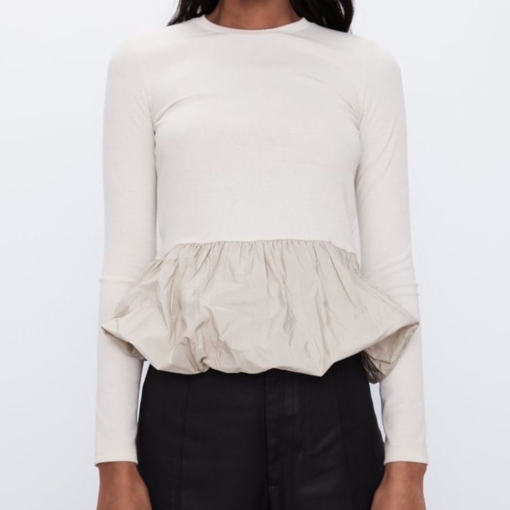 Zara | Taffeta Peplum Sweatshirt | Size Medium